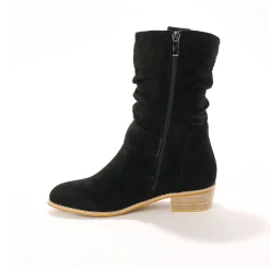 Laarzen|Schoenen<Blancheporte Halfhoge laarzen met plissé en hakje met houteffect zwart