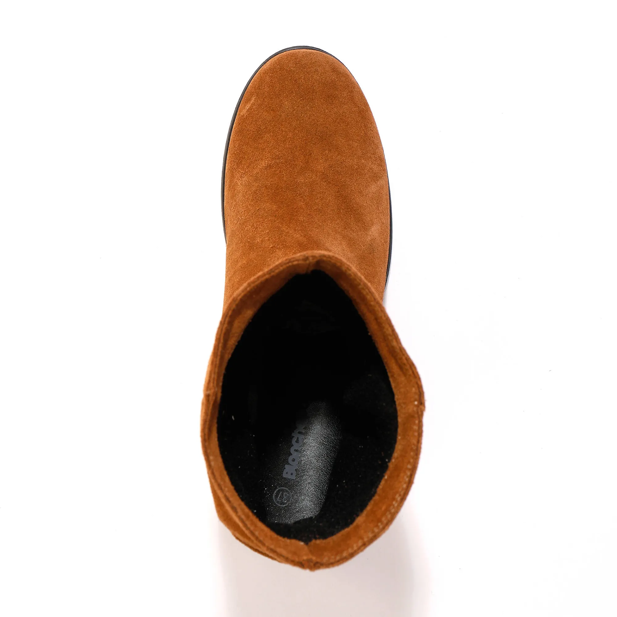 Laarzen|Schoenen<Blancheporte Halfhoge laarzen met plissé, in daim met onzichtbare doorloopzool - bruin karamel
