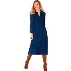 Feestoutfits Dames|Jurk<Blancheporte Halflange effen jurk, plissévoile nachtblauw