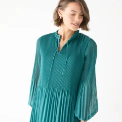 Feestoutfits Dames|Jurk<Blancheporte Halflange effen jurk, plissévoile smaragd