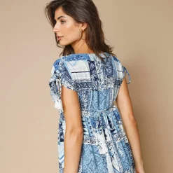 Jurk<Blancheporte Halflange jurk blauw / wit