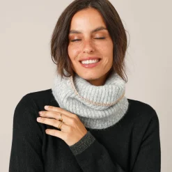 Accessoires En Juwelen<Blancheporte Halsketting, glanzende details in breiwerk grijs