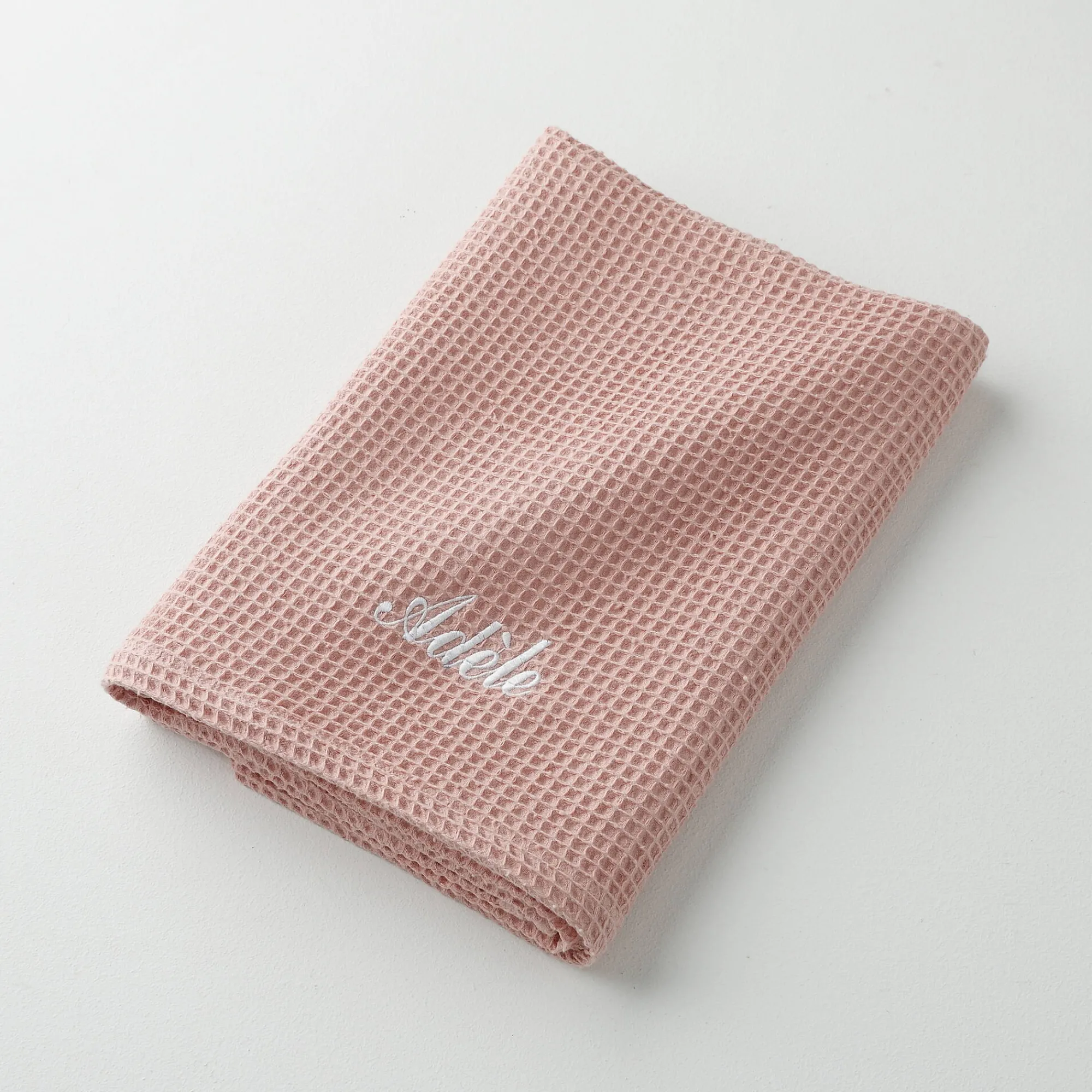 Badhanddoek<Blancheporte Handdoek in bijenraattricot Colombine®, personaliseerbaar - 240 g/m2 poederroze