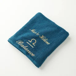 Badhanddoek<Blancheporte Handdoeken met "Balance" borduursel, personaliseerbaar - 420 g/m2 pauwblauw