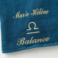 Badhanddoek<Blancheporte Handdoeken met "Balance" borduursel, personaliseerbaar - 420 g/m2 pauwblauw