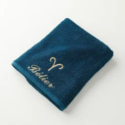Badhanddoek<Blancheporte Handdoeken met "Bélier" borduursel - 420 g/m2 pauwblauw