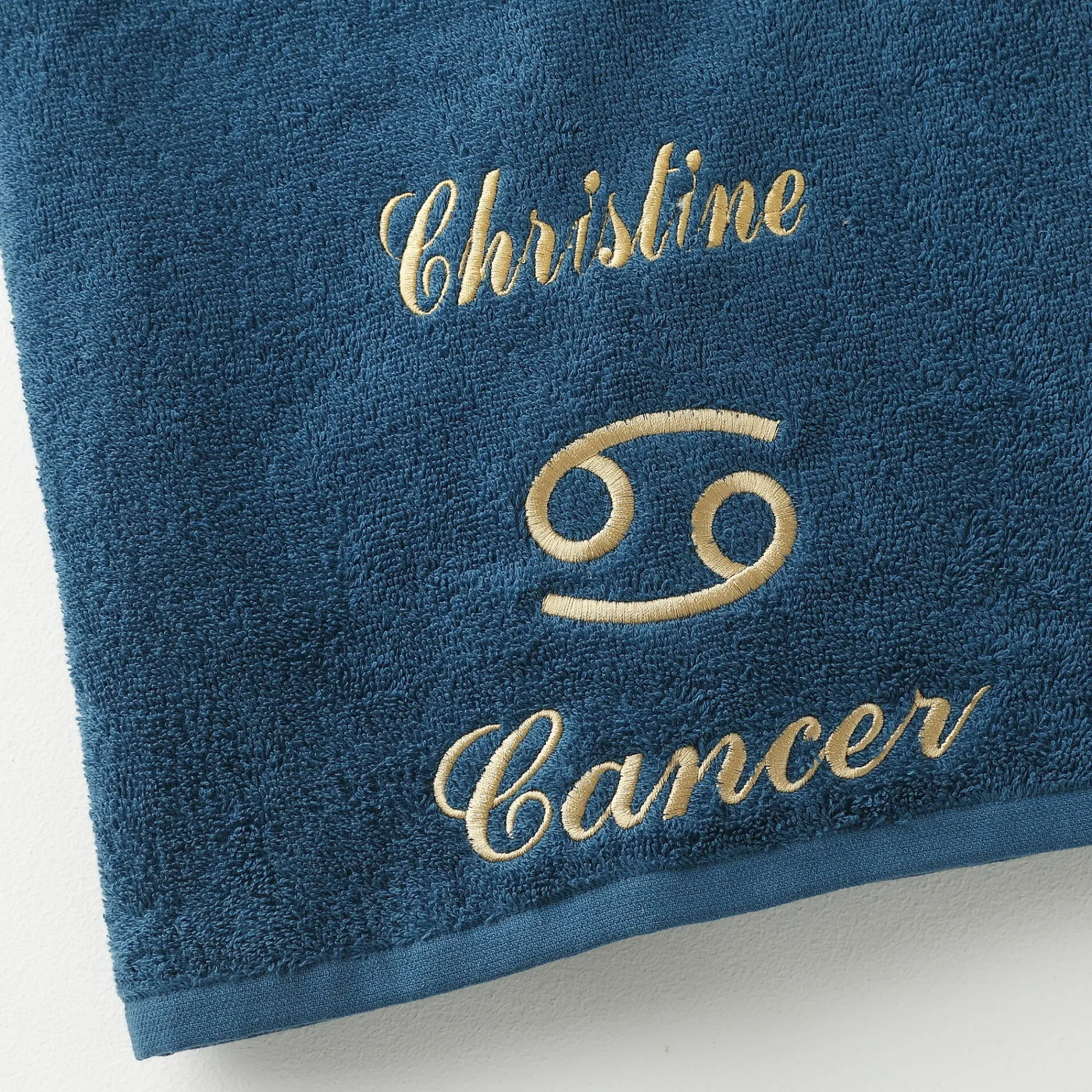Badhanddoek<Blancheporte Handdoeken met "Cancer" borduursel, personaliseerbaar - 420 g/m2 pauwblauw