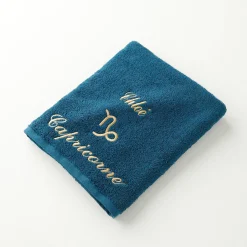 Badhanddoek<Blancheporte Handdoeken met "Capricorne" borduursel, personaliseerbaar - 420 g/m2 pauwblauw