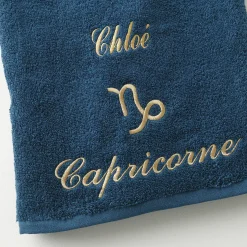 Badhanddoek<Blancheporte Handdoeken met "Capricorne" borduursel, personaliseerbaar - 420 g/m2 pauwblauw