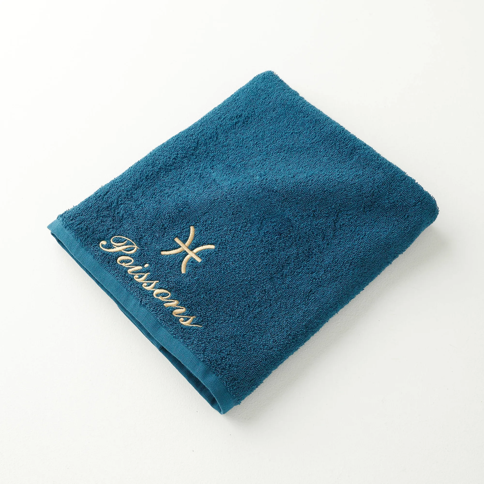 Badhanddoek<Blancheporte Handdoeken met "Poisson" borduursel - 420 g/m2 pauwblauw