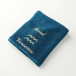 Badhanddoek<Blancheporte Handdoeken met "Verseau" borduursel, personaliseerbaar - 420 g/m2 pauwblauw
