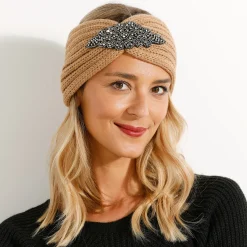 Accessoires En Juwelen<Blancheporte Headband in tricot met juweel beige