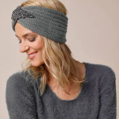 Accessoires En Juwelen<Blancheporte Headband in tricot met juweel grijs