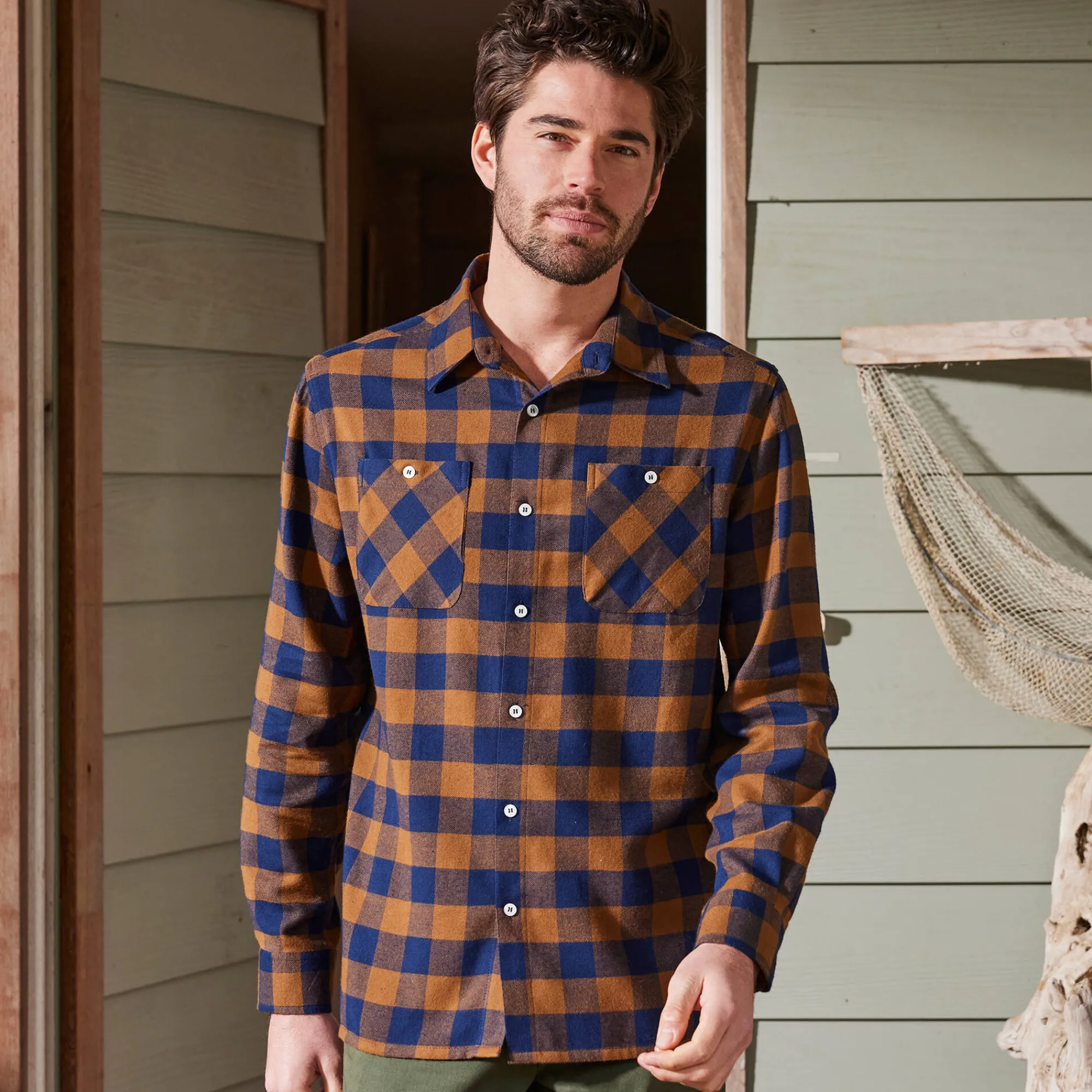 T-Shirt, Hemd En Polo<Blancheporte Hemd in flanel met Schotse ruiten koper / marine