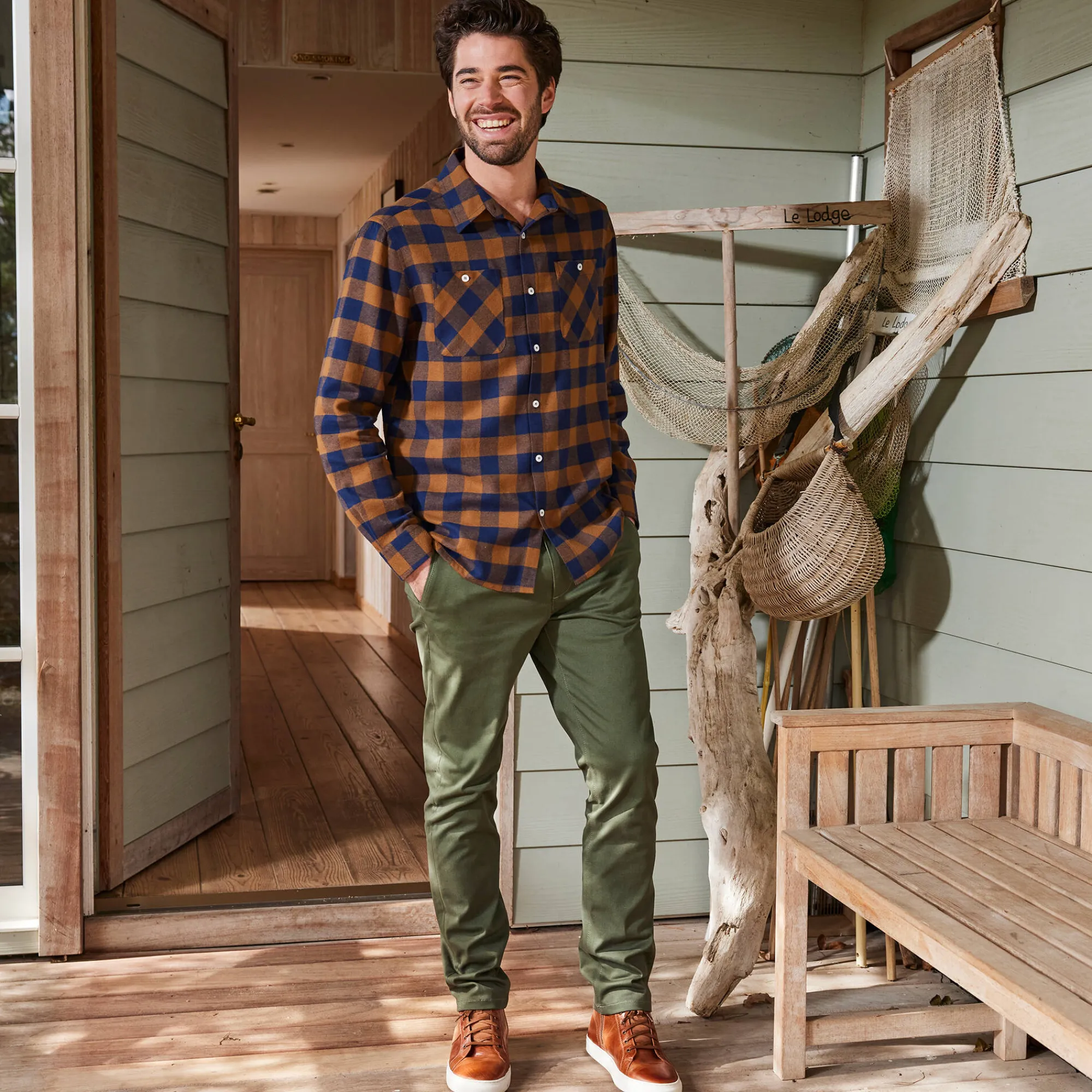T-Shirt, Hemd En Polo<Blancheporte Hemd in flanel met Schotse ruiten koper / marine