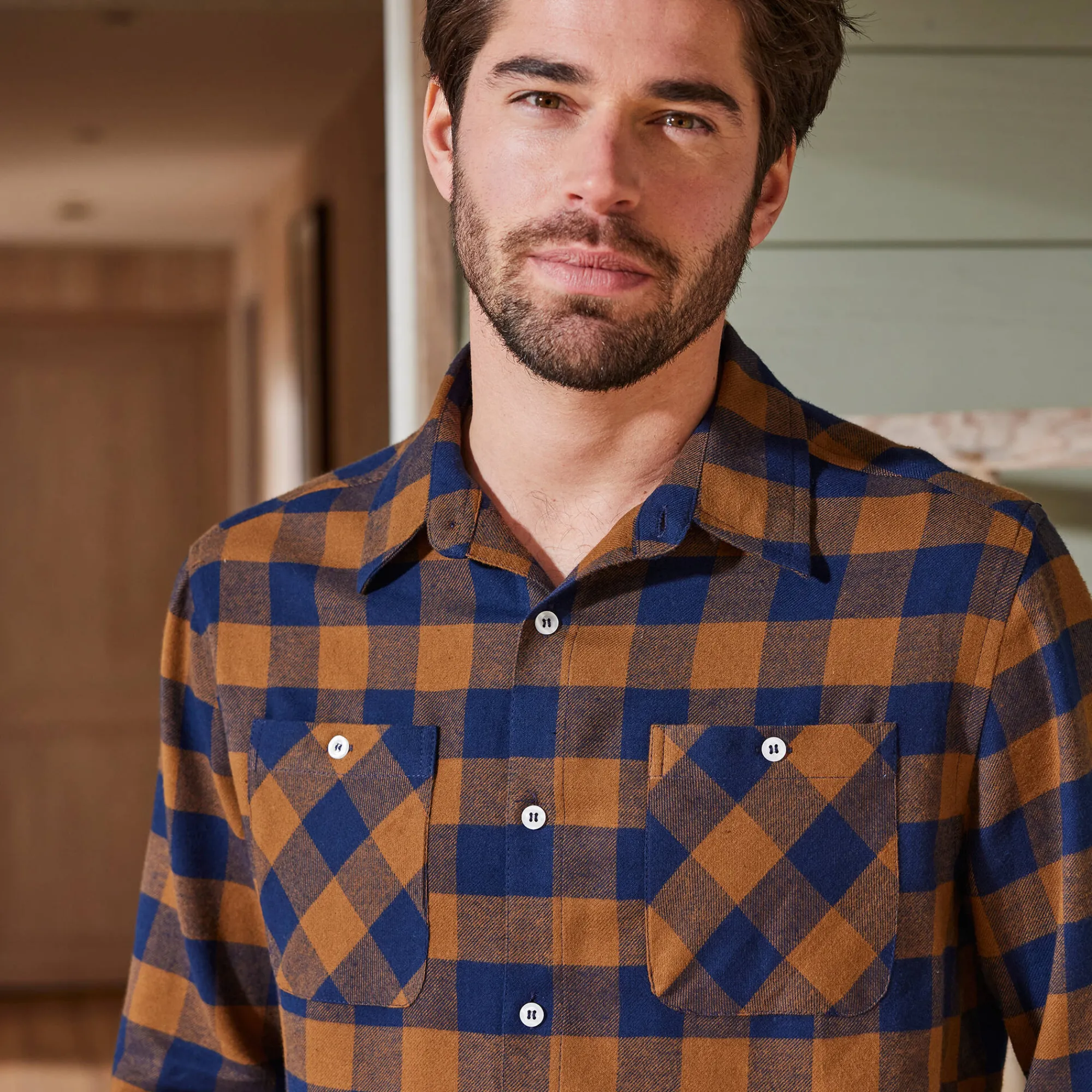 T-Shirt, Hemd En Polo<Blancheporte Hemd in flanel met Schotse ruiten koper / marine