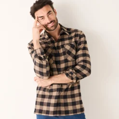 T-Shirt, Hemd En Polo<Blancheporte Hemd in flanel met Schotse ruiten bruin / zwart