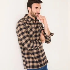 T-Shirt, Hemd En Polo<Blancheporte Hemd in flanel met Schotse ruiten bruin / zwart