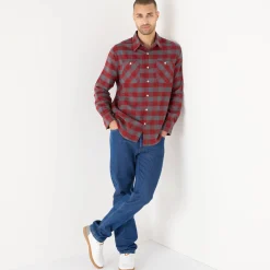 T-Shirt, Hemd En Polo<Blancheporte Hemd in flanel met Schotse ruiten bordeaux / grijs