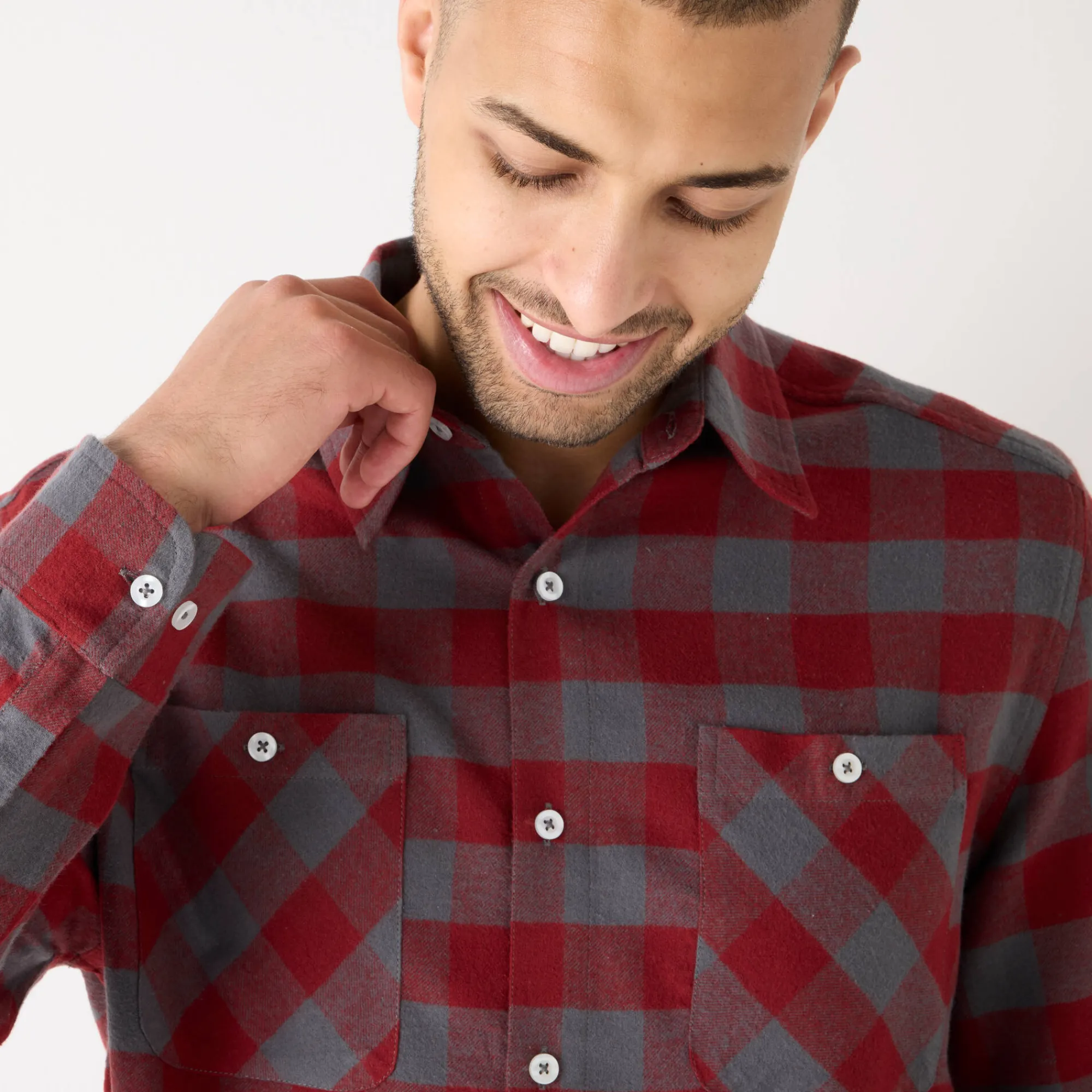 T-Shirt, Hemd En Polo<Blancheporte Hemd in flanel met Schotse ruiten bordeaux / grijs