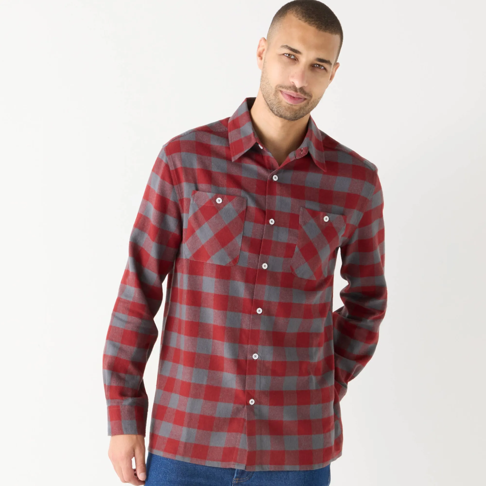T-Shirt, Hemd En Polo<Blancheporte Hemd in flanel met Schotse ruiten bordeaux / grijs
