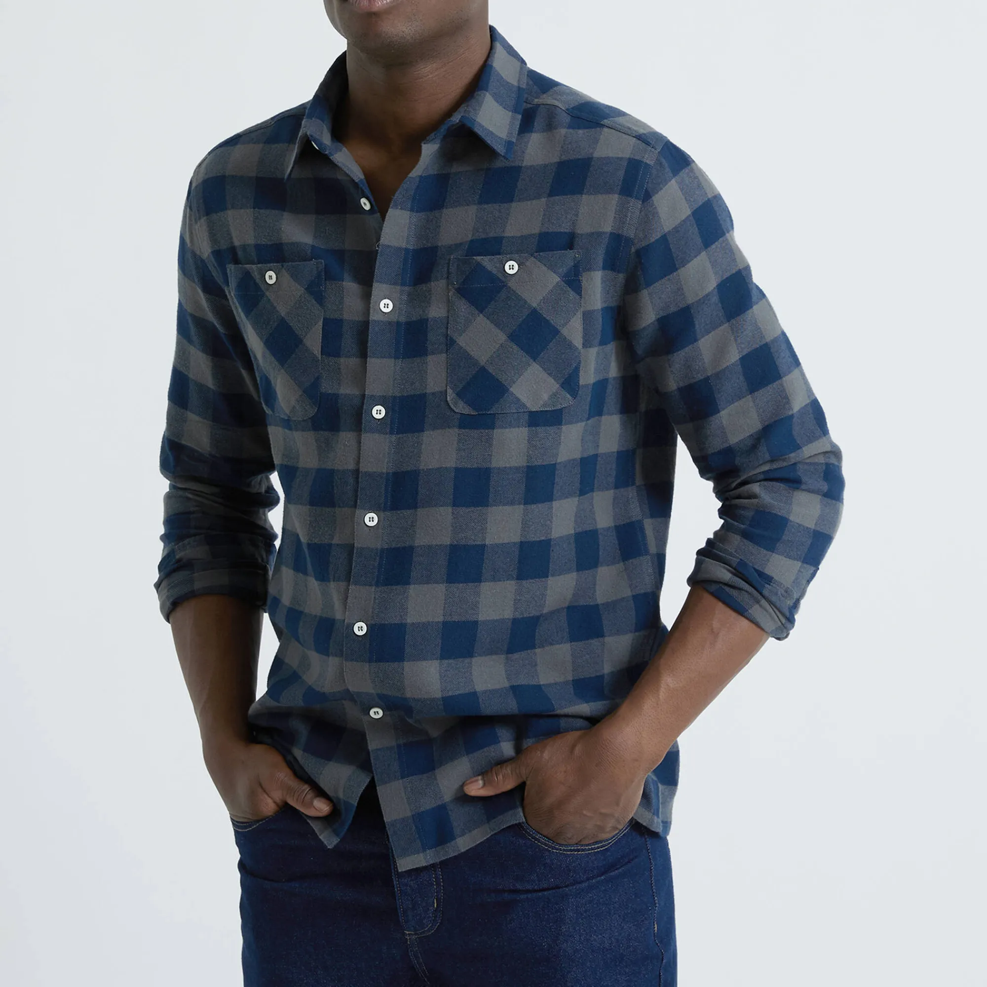T-Shirt, Hemd En Polo<Blancheporte Hemd in flanel met Schotse ruiten marine / grijs