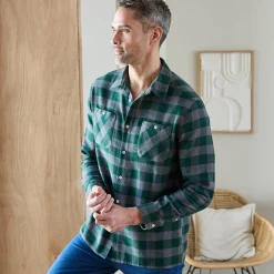 T-Shirt, Hemd En Polo<Blancheporte Hemd in flanel met Schotse ruiten groen / grijs
