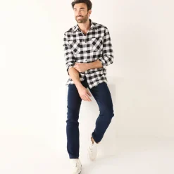 T-Shirt, Hemd En Polo<Blancheporte Hemd in flanel met Schotse ruiten wit / zwart