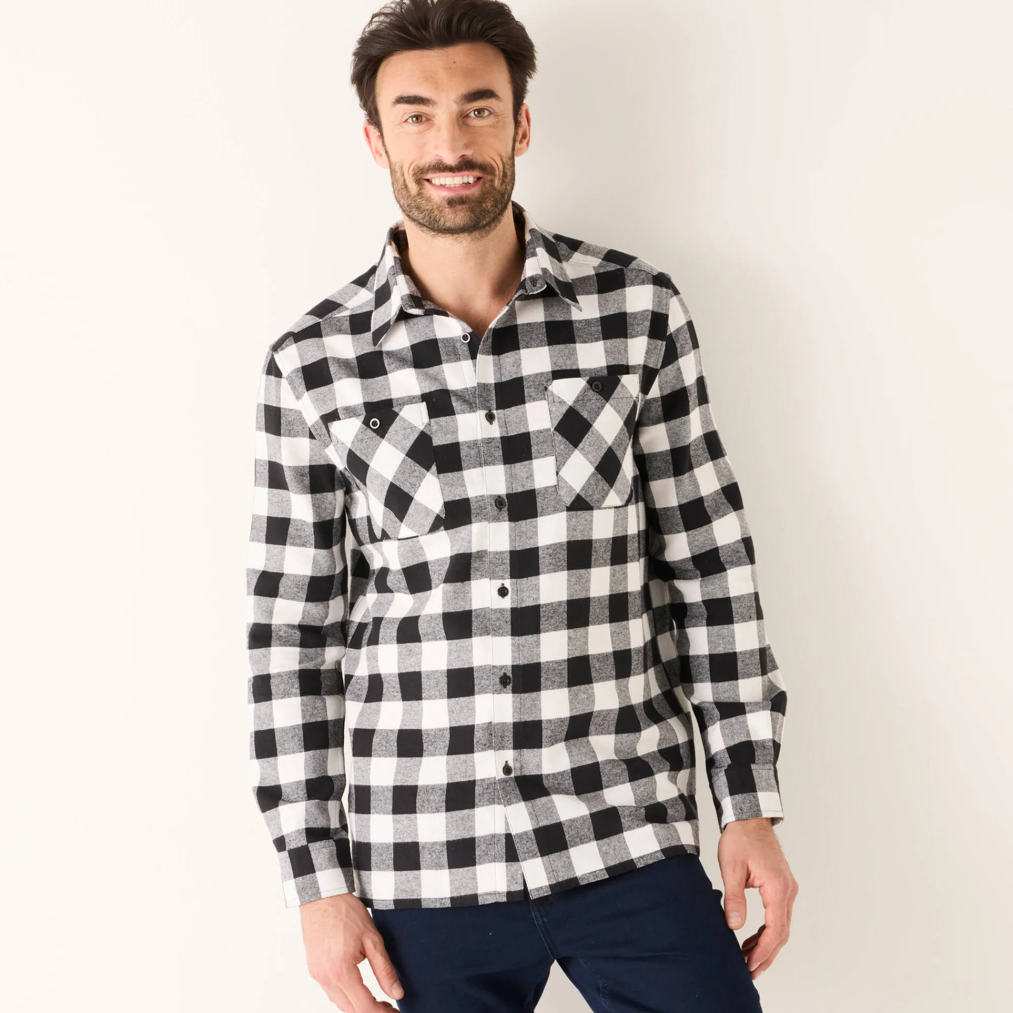 T-Shirt, Hemd En Polo<Blancheporte Hemd in flanel met Schotse ruiten wit / zwart