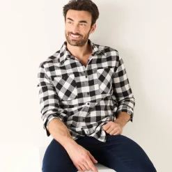 T-Shirt, Hemd En Polo<Blancheporte Hemd in flanel met Schotse ruiten wit / zwart