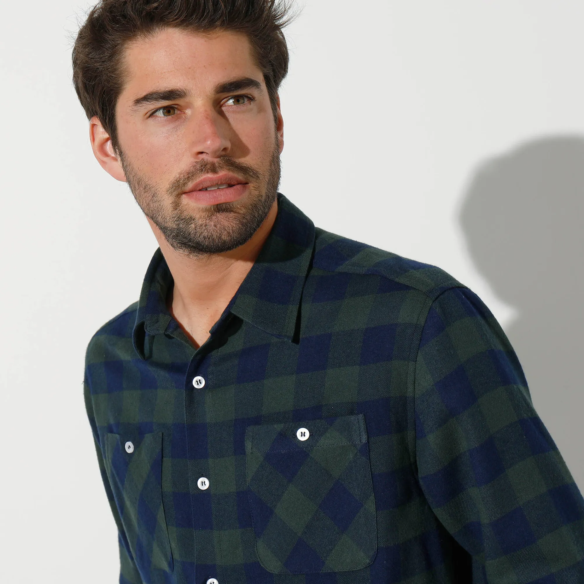 Feestoutfits Heren|T-Shirt, Hemd En Polo<Blancheporte Hemd in flanel met Schotse ruiten groen / marine
