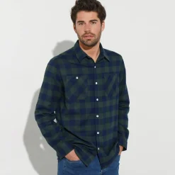 Feestoutfits Heren|T-Shirt, Hemd En Polo<Blancheporte Hemd in flanel met Schotse ruiten groen / marine