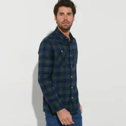 Feestoutfits Heren|T-Shirt, Hemd En Polo<Blancheporte Hemd in flanel met Schotse ruiten groen / marine