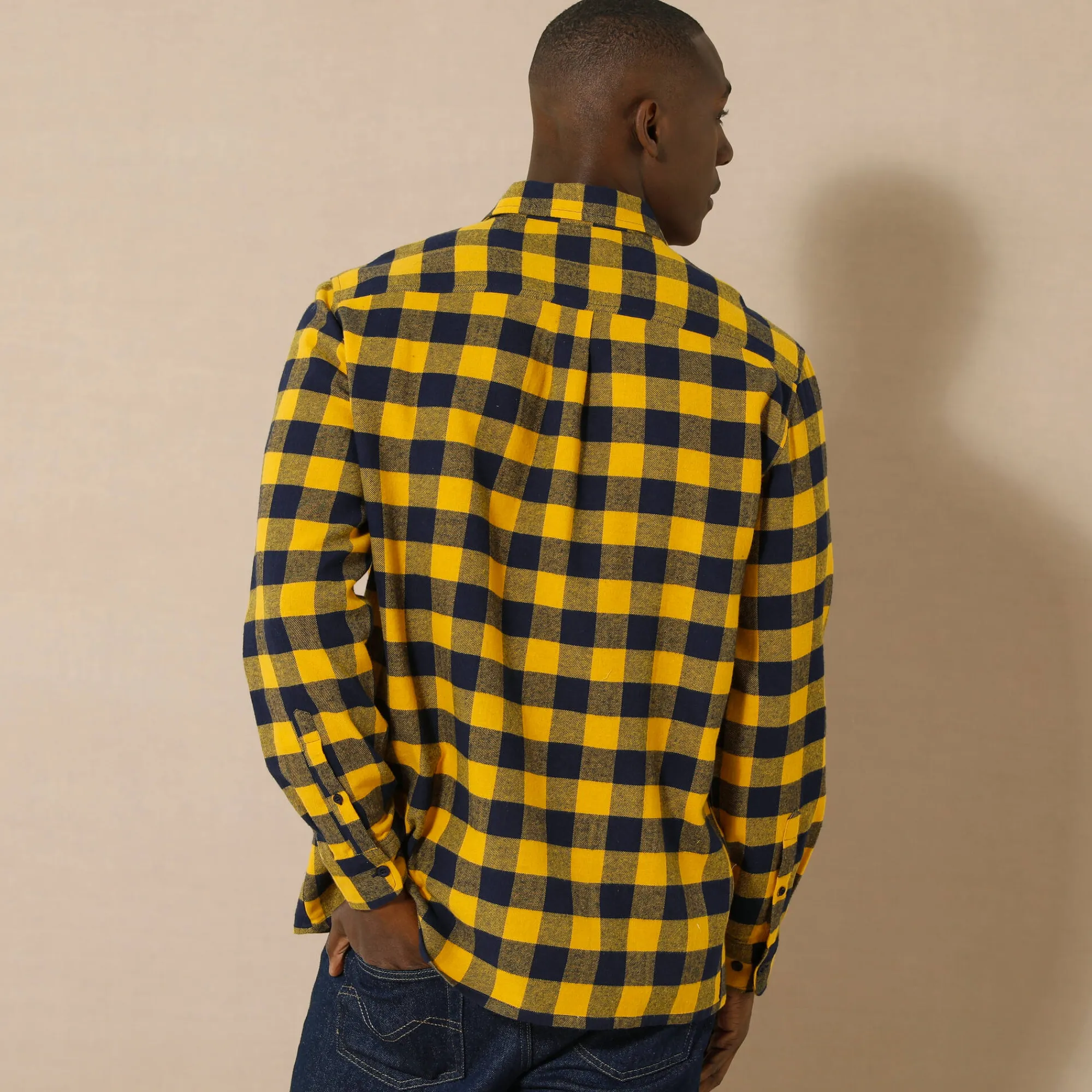 Feestoutfits Heren|T-Shirt, Hemd En Polo<Blancheporte Hemd in flanel met Schotse ruiten geel / marine