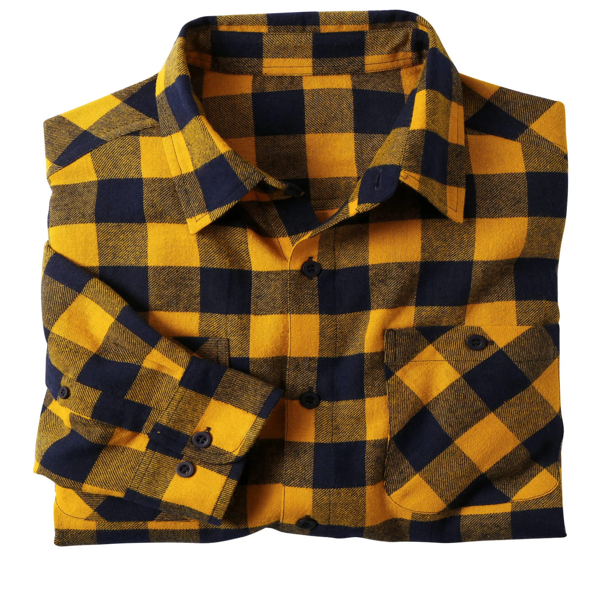 Feestoutfits Heren|T-Shirt, Hemd En Polo<Blancheporte Hemd in flanel met Schotse ruiten geel / marine