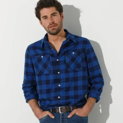 Feestoutfits Heren|T-Shirt, Hemd En Polo<Blancheporte Hemd in flanel met Schotse ruiten blauw / marine