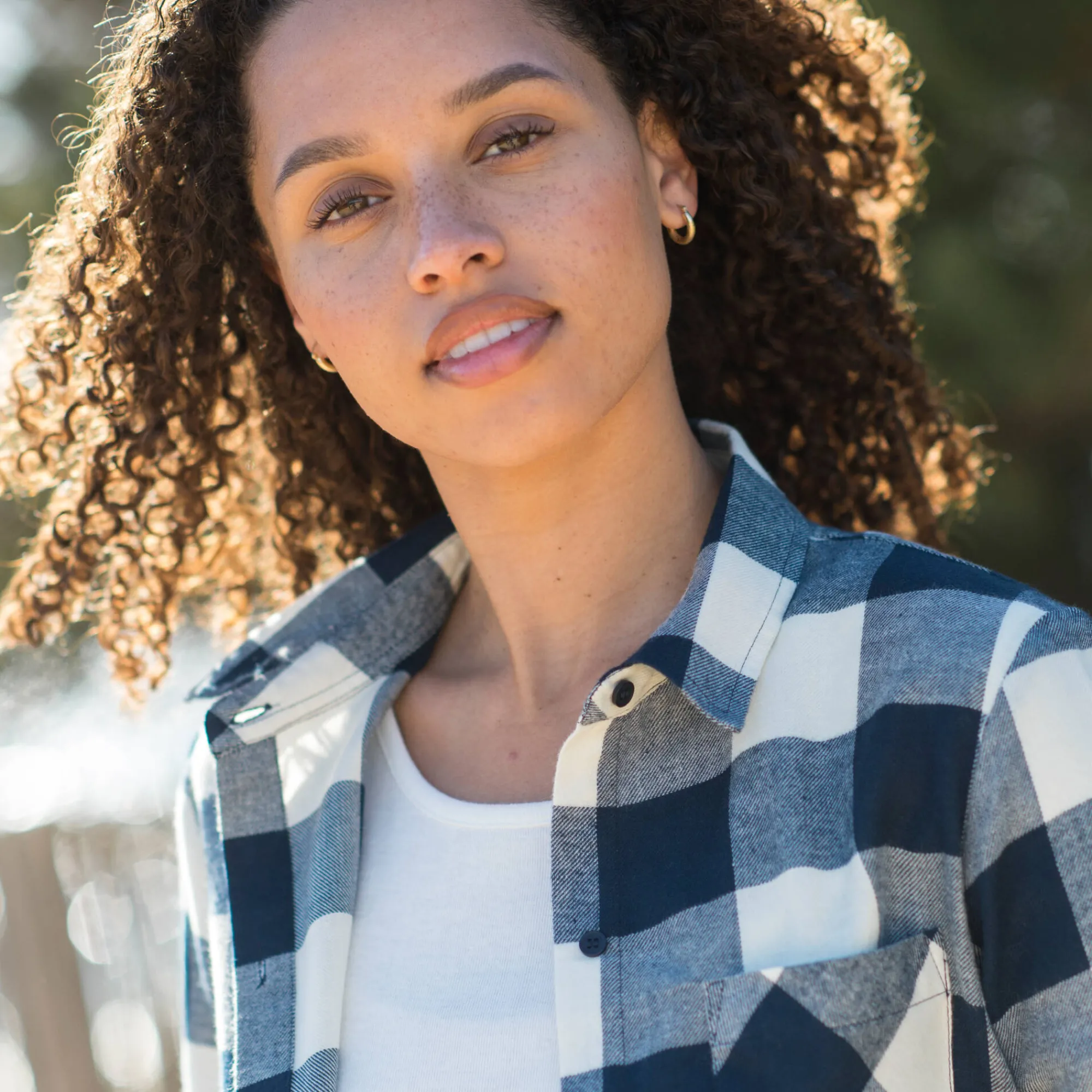 Bloes En Tuniek<Blancheporte Hemd in flanel met tweekleurig vichymotief marine / ecru