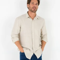 T-Shirt, Hemd En Polo<Blancheporte Hemd in katoen-linnen, lange mouwen en knoopsluiting grijsbeige