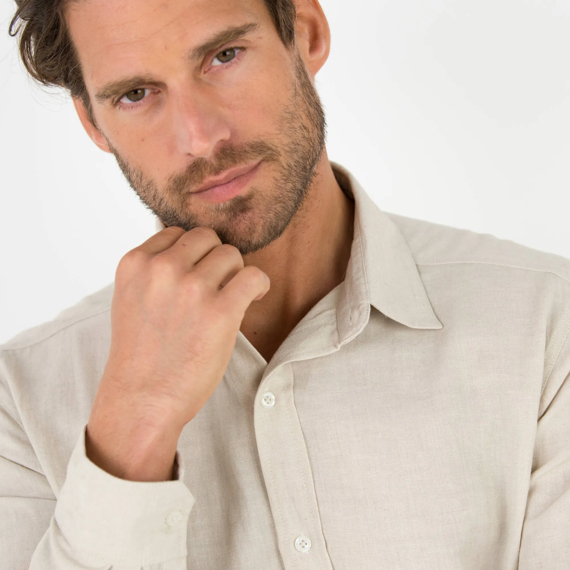 T-Shirt, Hemd En Polo<Blancheporte Hemd in katoen-linnen, lange mouwen en knoopsluiting grijsbeige