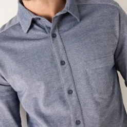Feestoutfits Heren|T-Shirt, Hemd En Polo<Blancheporte Hemd in piquétricot, lange mouwen gespikkeld blauw