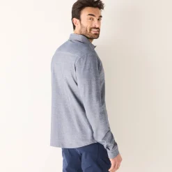 Feestoutfits Heren|T-Shirt, Hemd En Polo<Blancheporte Hemd in piquétricot, lange mouwen gespikkeld blauw