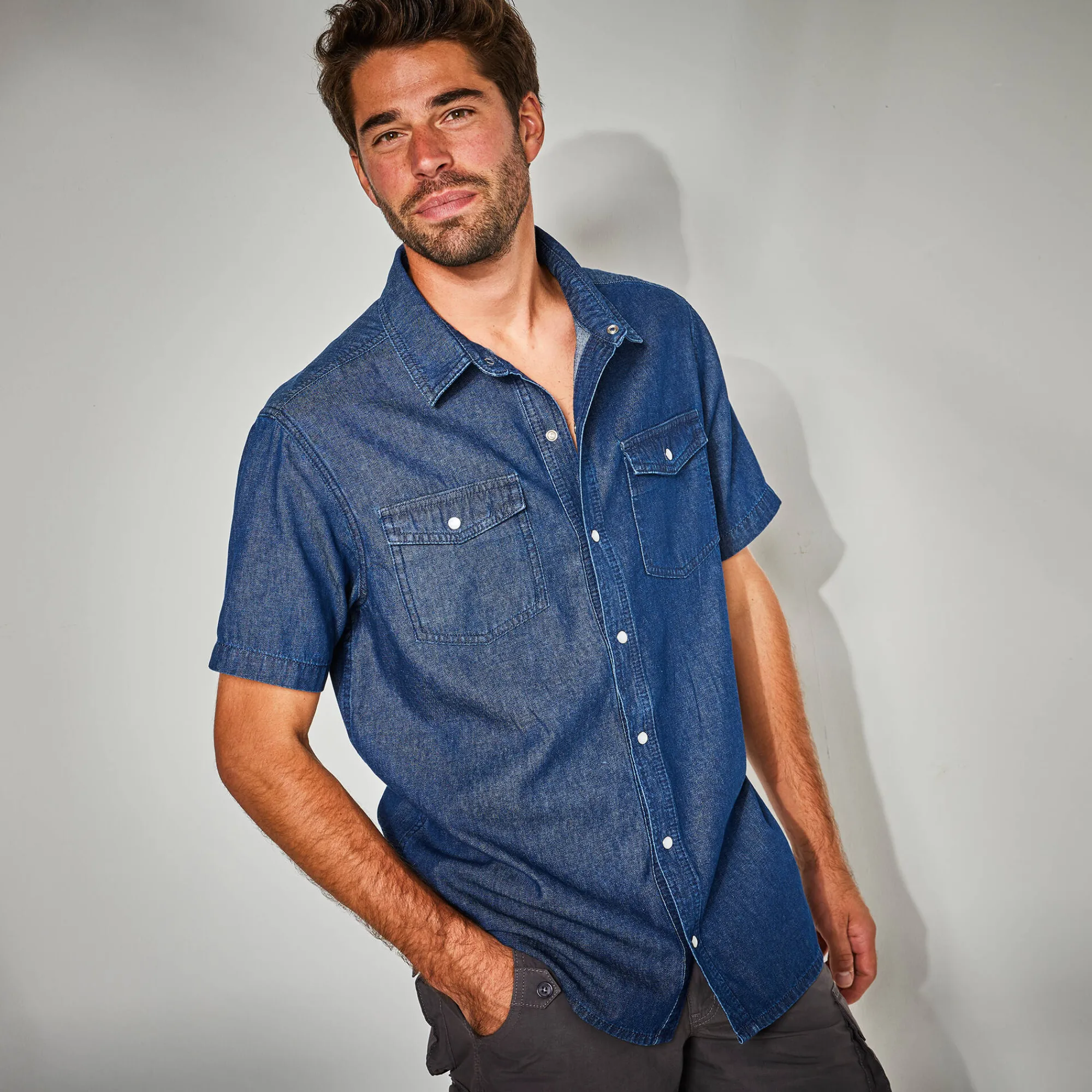 T-Shirt, Hemd En Polo<Blancheporte Hemd met drukknopen en korte mouwen stone