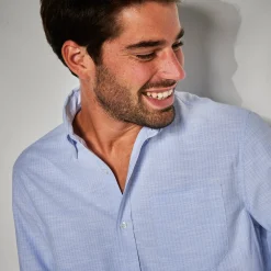Feestoutfits Heren|T-Shirt, Hemd En Polo<Blancheporte Hemd met reliëfstrepen en oprolbare mouwen hemelsblauw