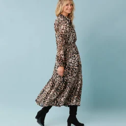 Feestoutfits Dames|Jurk<Blancheporte Hemdjurk voor kleine lengtes, lupaardprint taupe / zwart