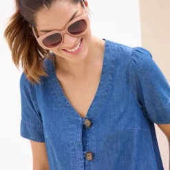 Jurk<Blancheporte Hoesjurk met knopen, lichte jeans stone