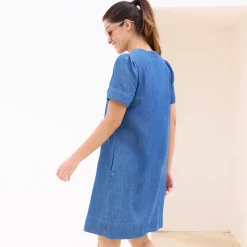 Jurk<Blancheporte Hoesjurk met knopen, lichte jeans stone