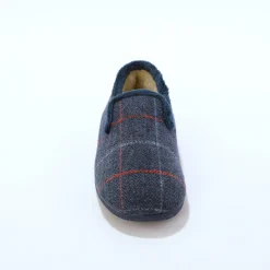 Schoenen|Schoenen Heren<Blancheporte Hoge pantoffels met voering van overwegend wol, ruitenprint marine