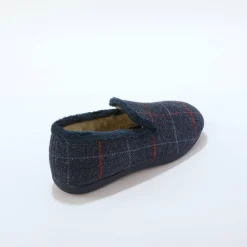 Schoenen|Schoenen Heren<Blancheporte Hoge pantoffels met voering van overwegend wol, ruitenprint marine