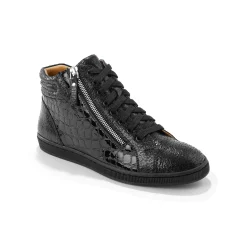 Feestelijke Schoenen|Baskets En Sneakers<Blancheporte Hoge sneakers in soepel leer met kroko-effect en rits zwart