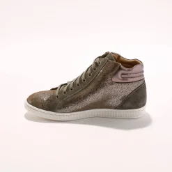 Baskets En Sneakers|Schoenen<Blancheporte Hoge sneakers met rits in soepel en glanzend leer - taupe
